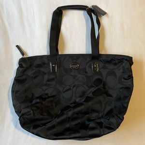 Black Coach Bag with Small Zipper Pouch